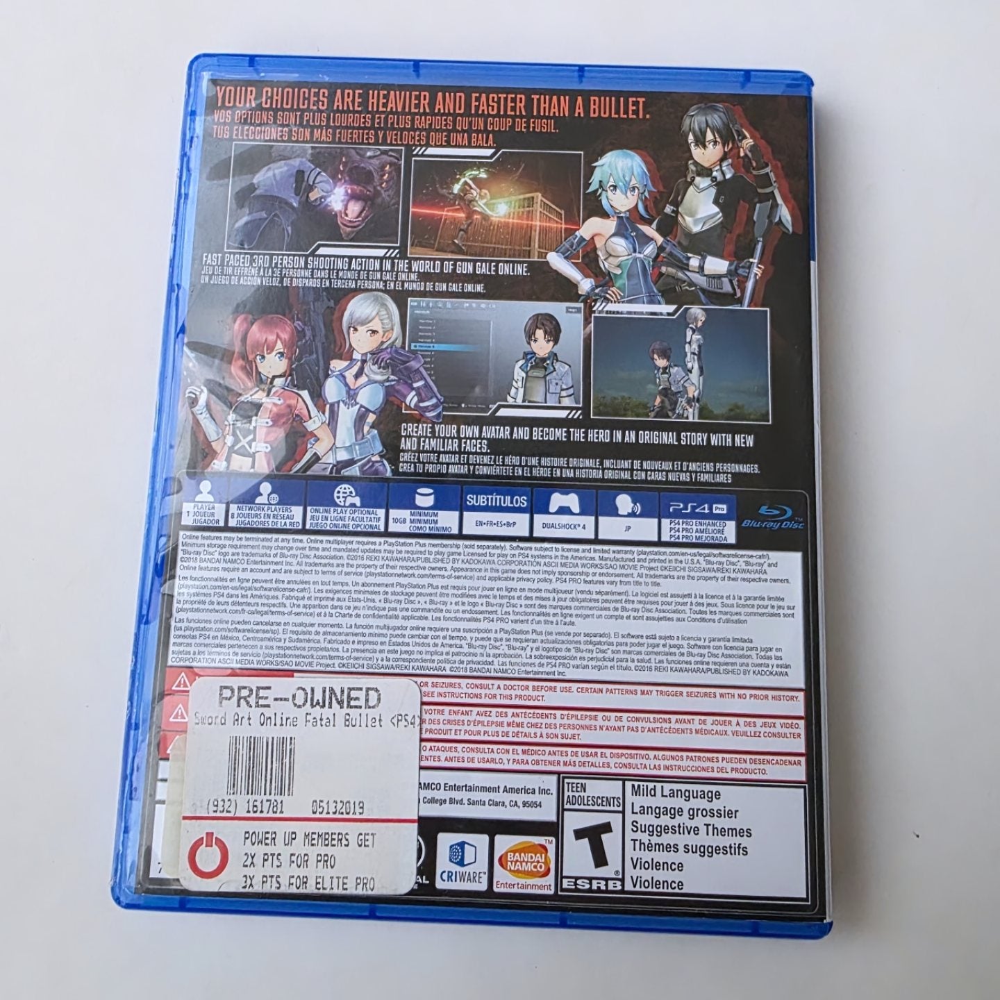 Sword Art Online Fatal Bullet PS4