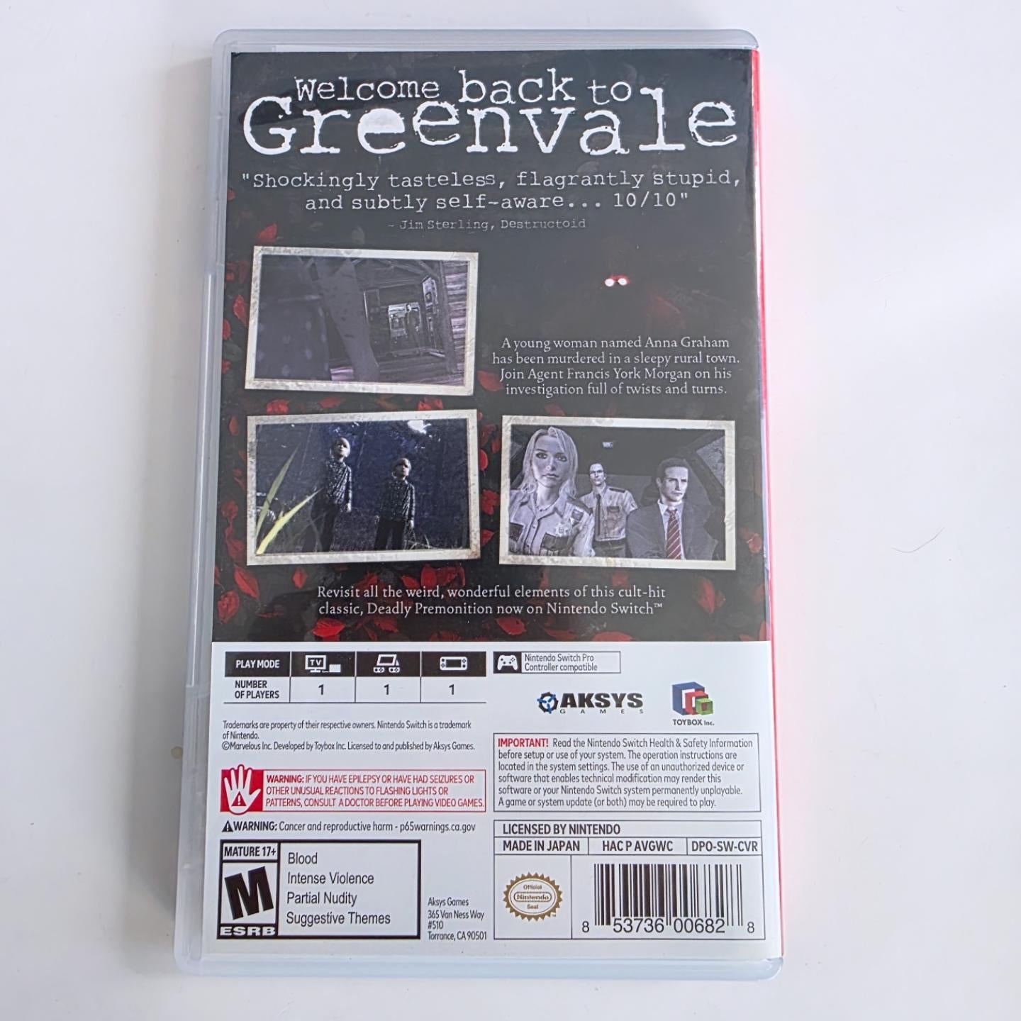 Deadly Premonition Origins Collector's Edition Switch