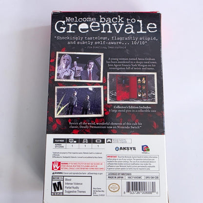 Deadly Premonition Origins Collector's Edition Switch