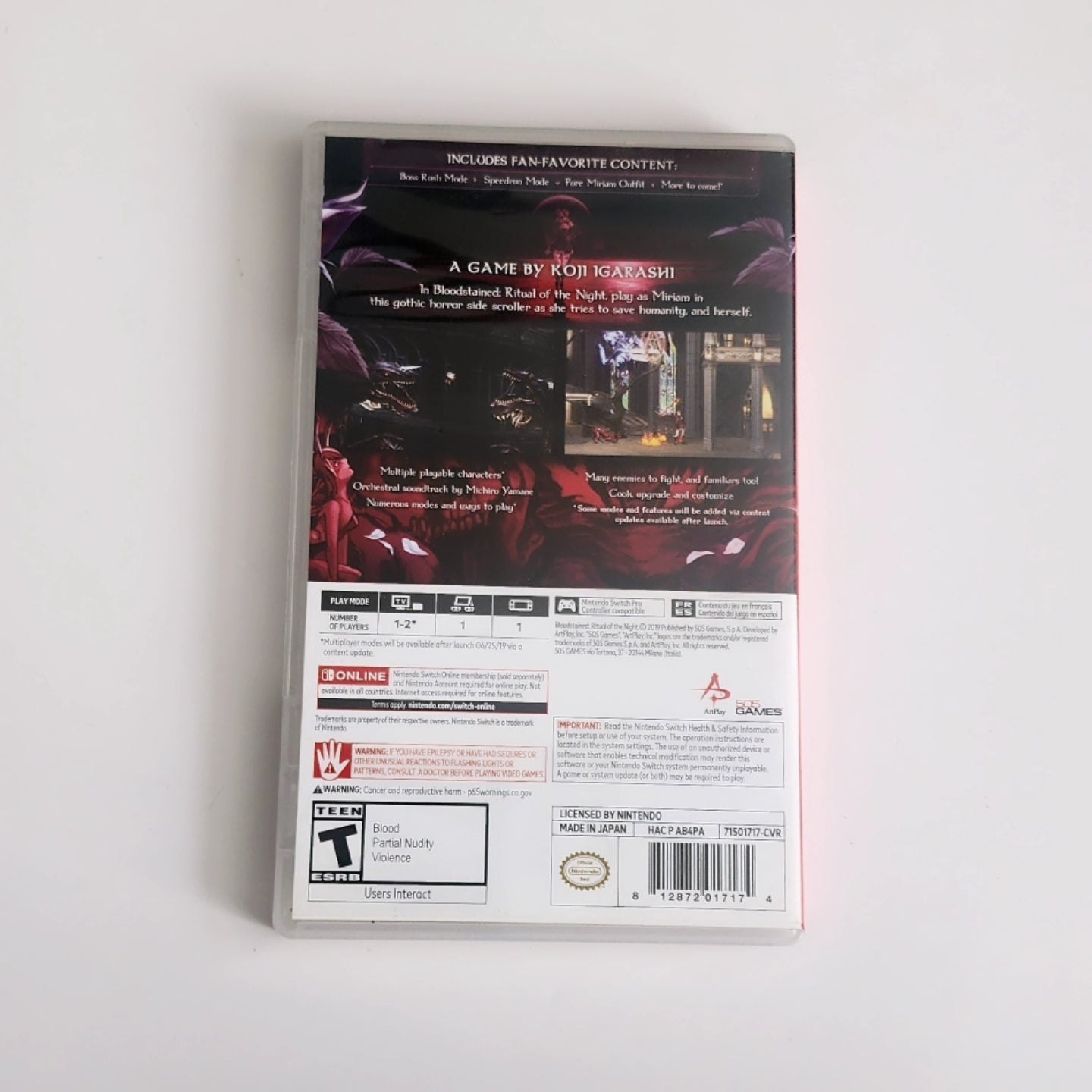 Bloodstained Ritual of the Night Switch